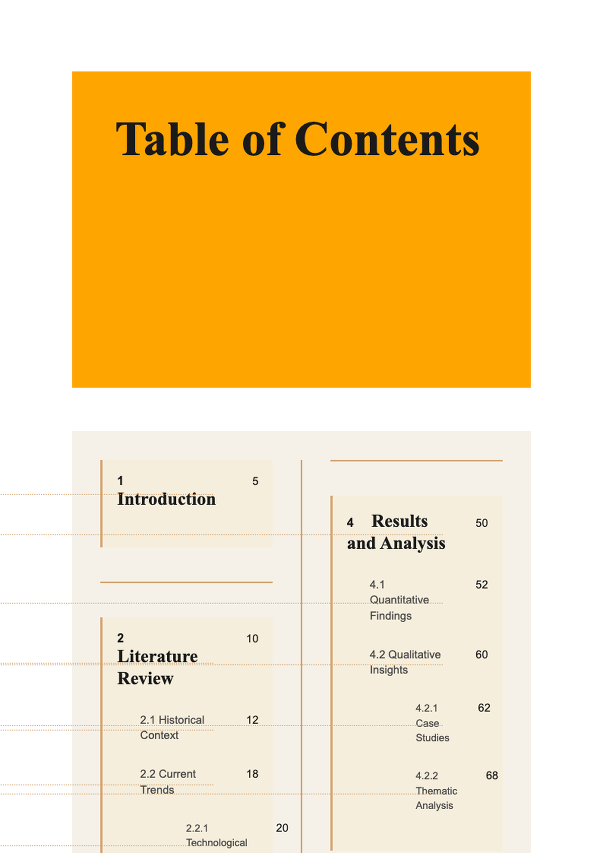 Academic research paper table of contents with orange header_variant_3